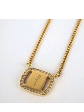 Salvatore Ferragamo Gold Crystal-Trim Gancini Necklace